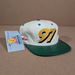Vintage Roush Racing NASCAR Hat #97 Chad Little 90s Leather Strapback Cap NWT